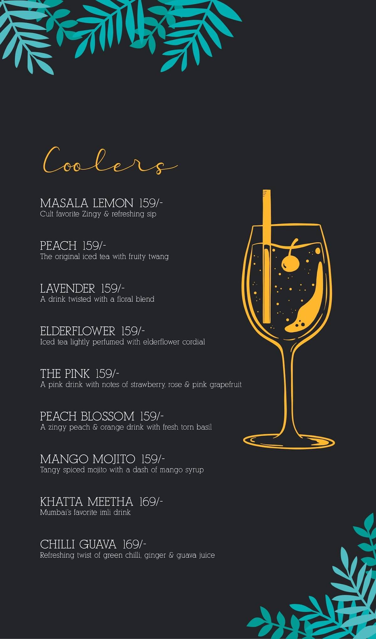 Aam's Courtyard menu