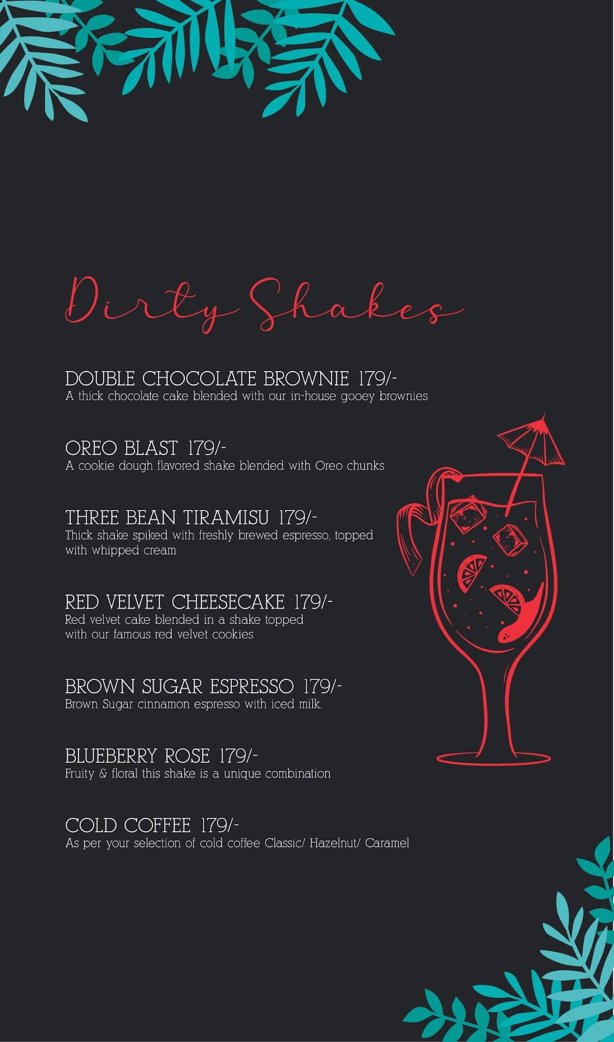Aam's Courtyard menu