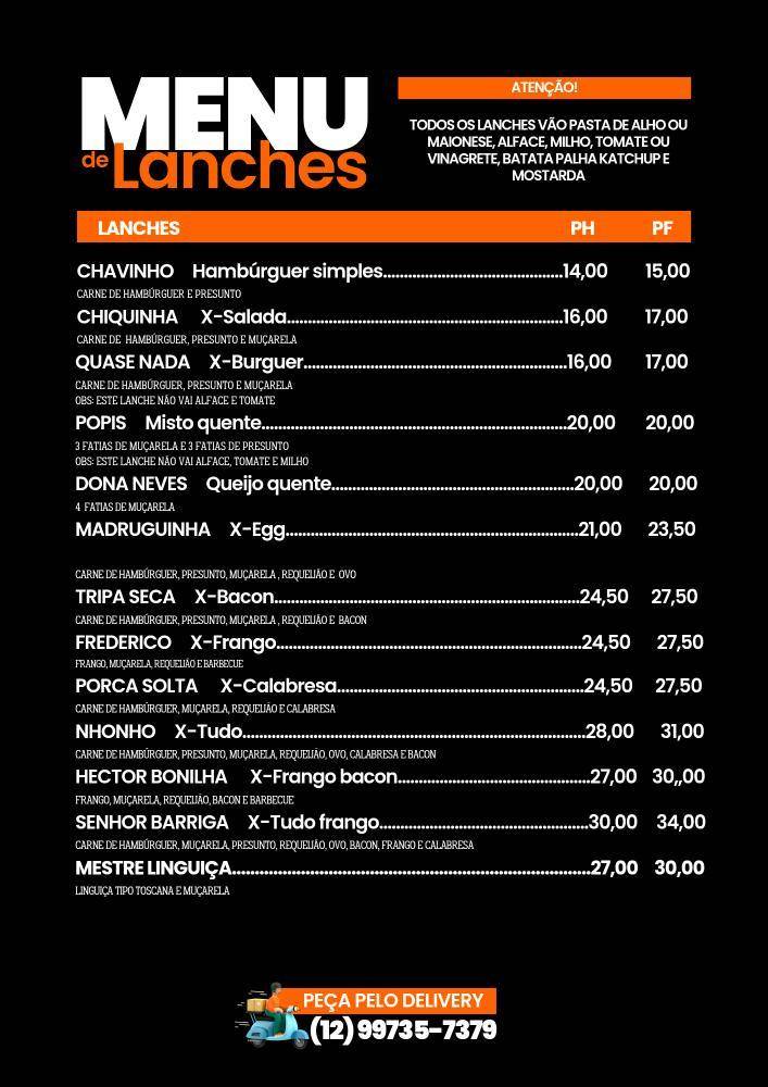 Acapulco Lanches - Lanches - Taubaté/SP cardápio