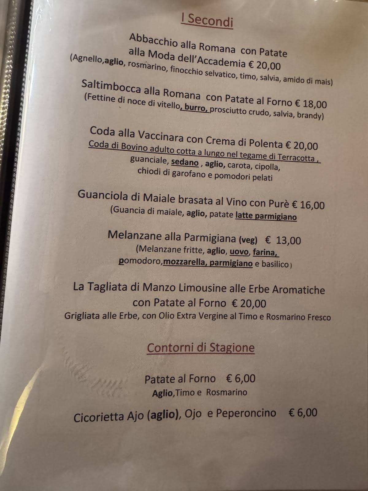 Menu di Accademia der Cacio e Pepe 