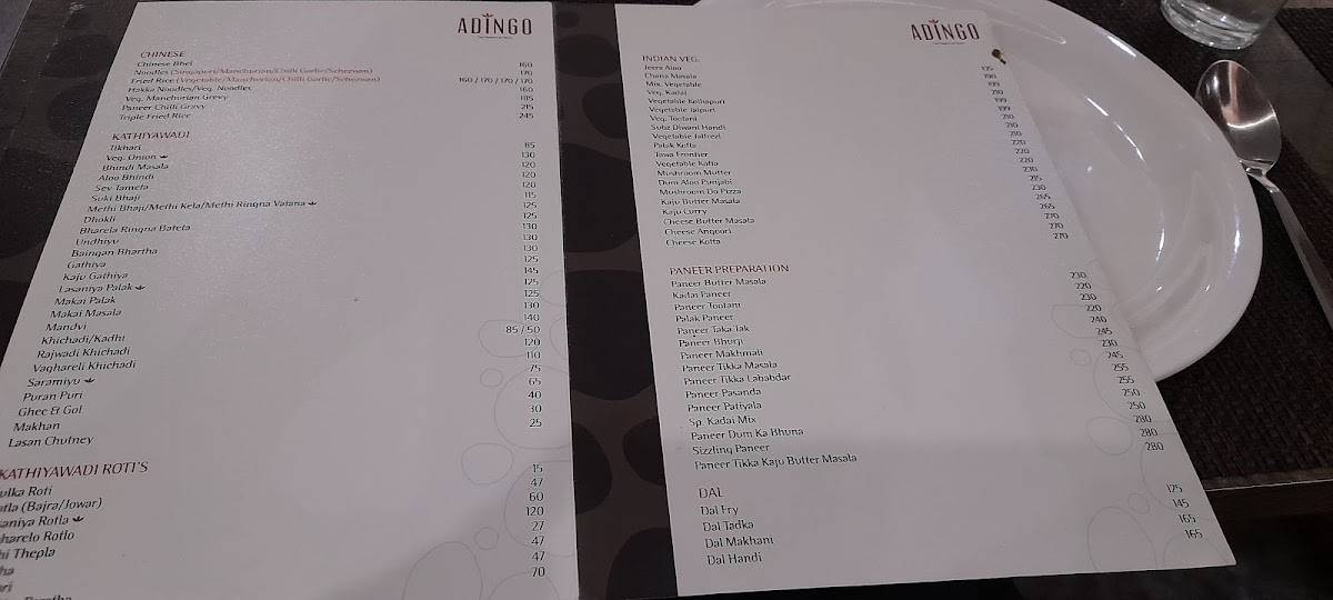 Adingo Foods menu