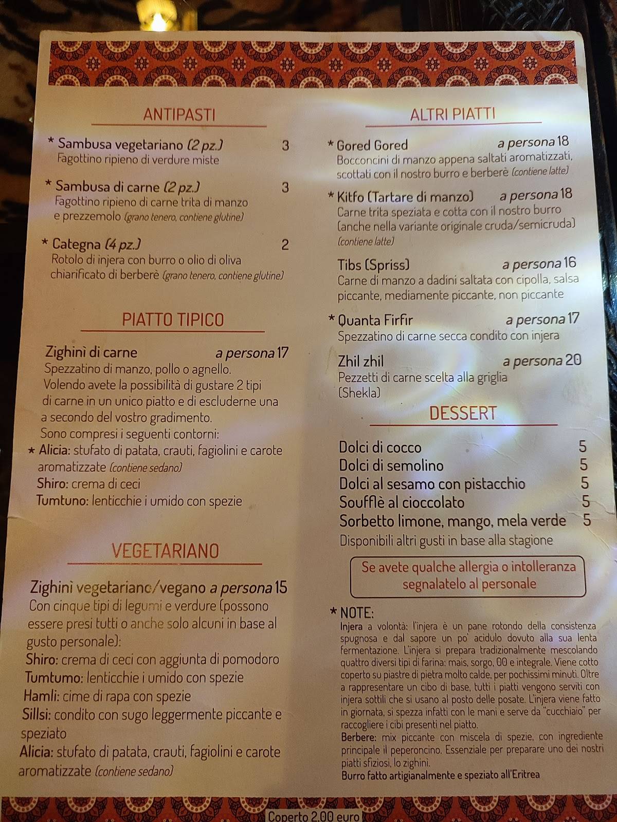 Menu di Adulis 