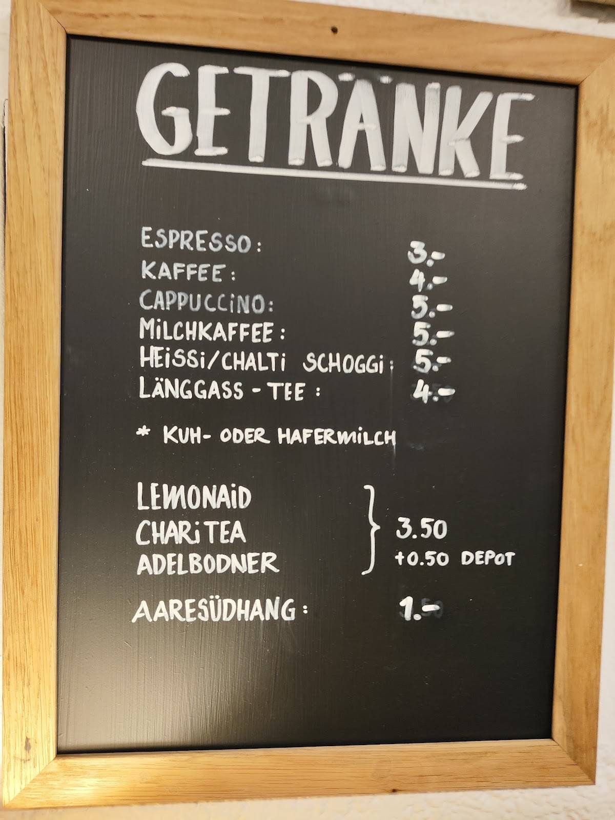 Menu di Äss-Bar Bern 