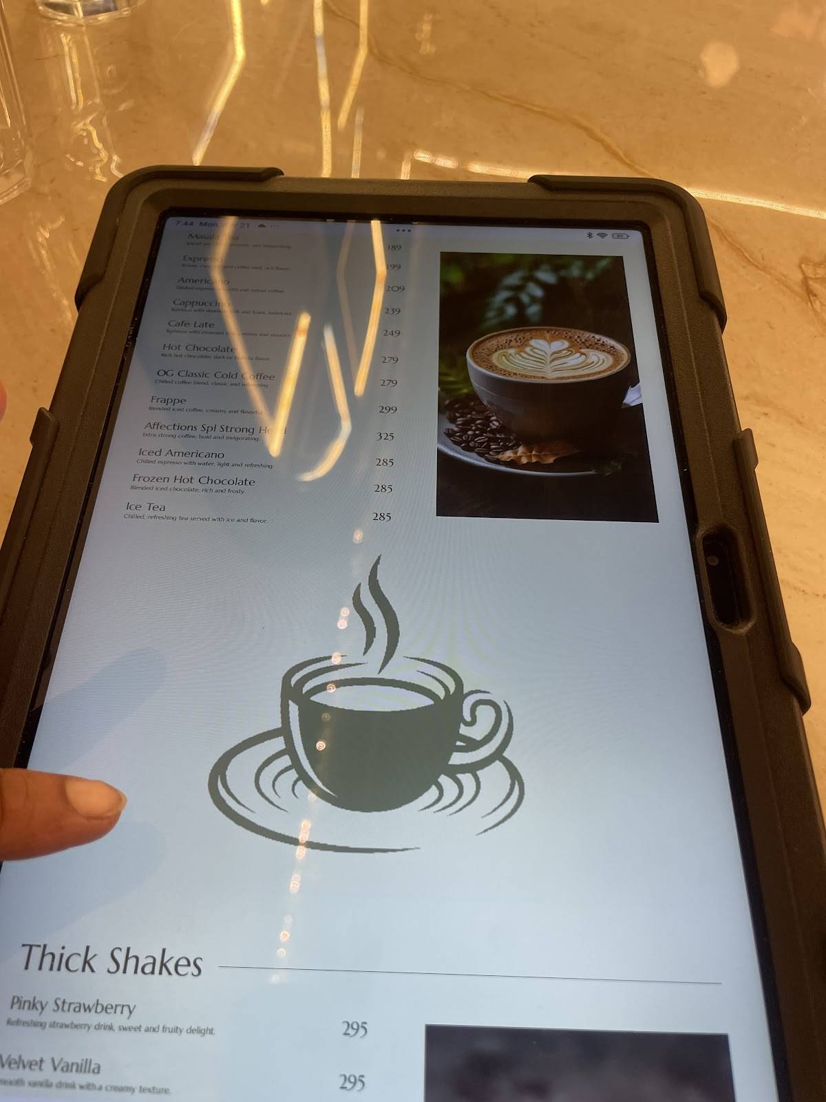 Affection's Cafe menu