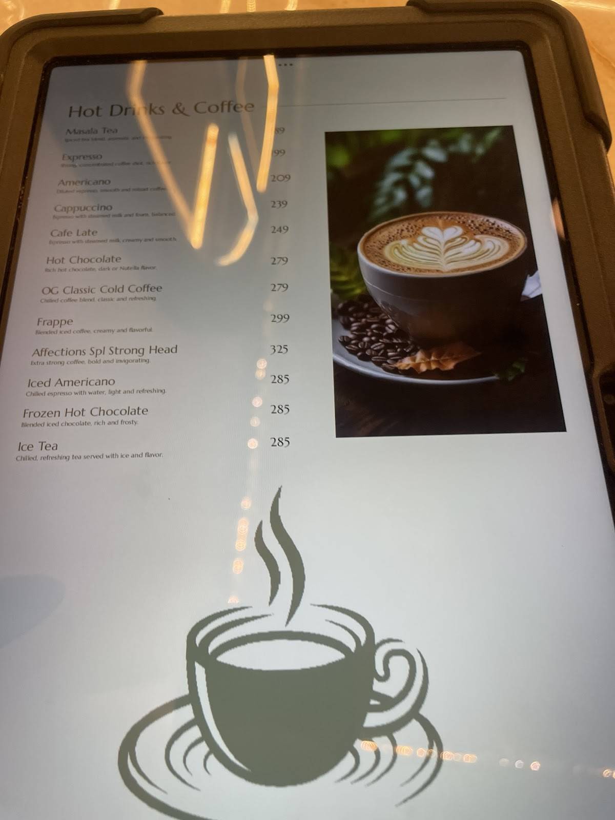 Affection's Cafe menu