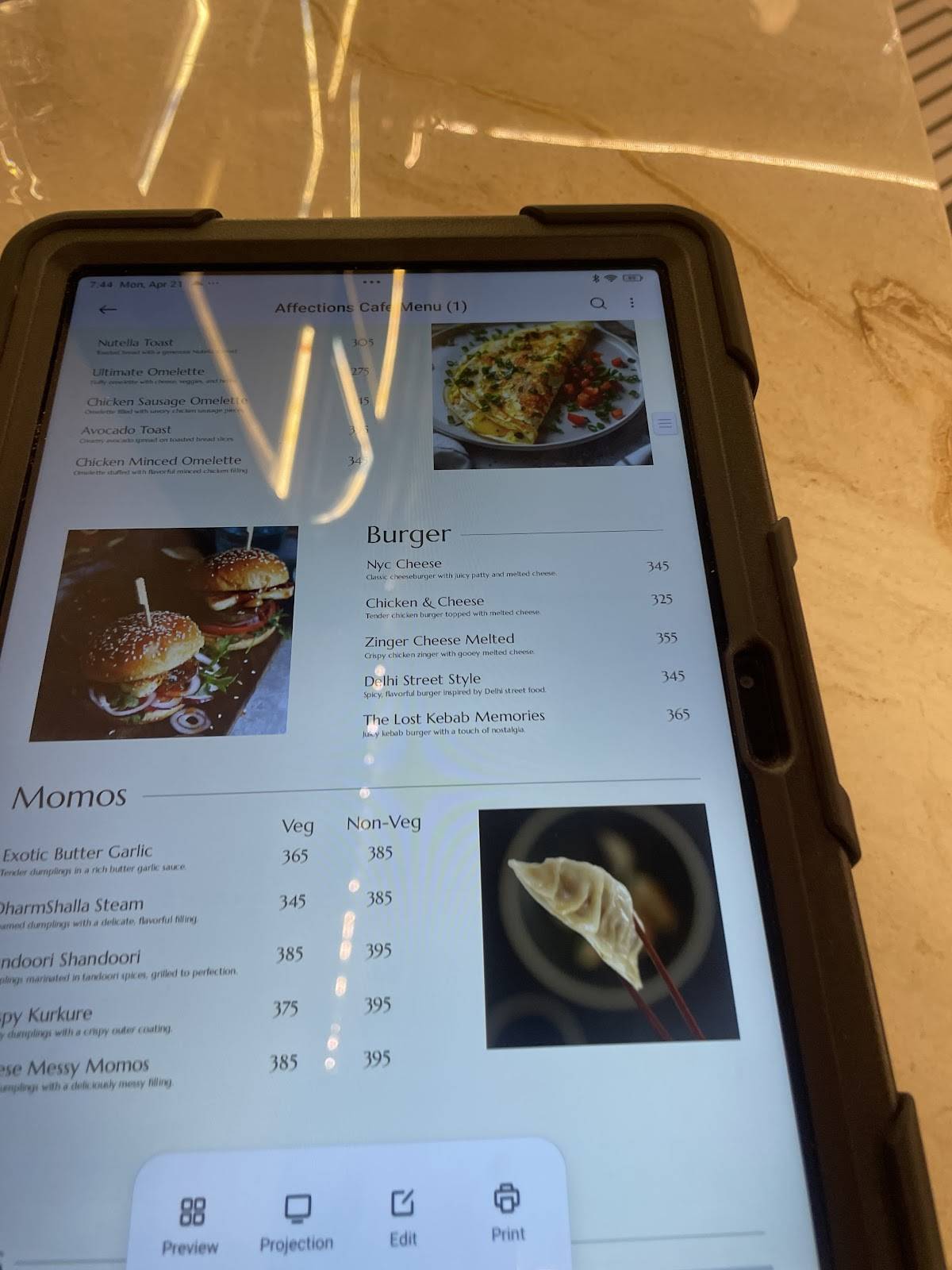 Affection's Cafe menu