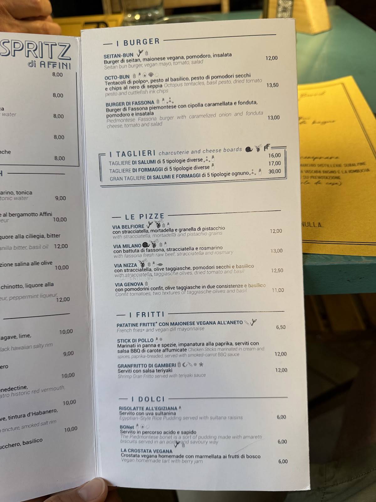 Menu di Affini 