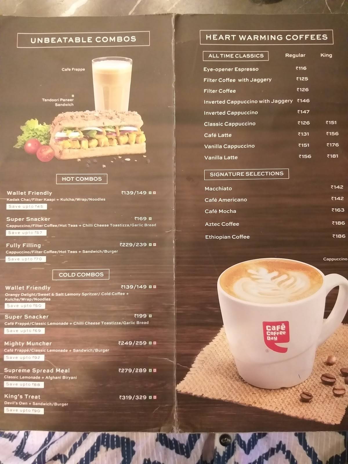 Café Coffee Day menu