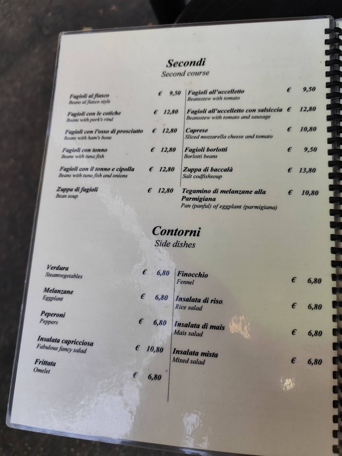 Menu di Pizzeria Ai Marmi - Antico forno a legna dal 1931 