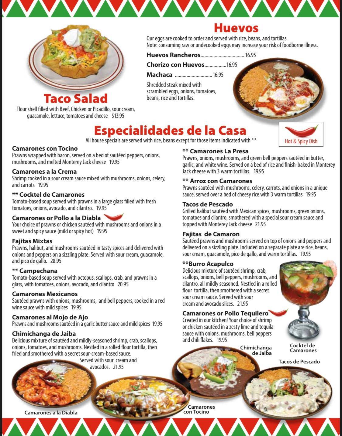 Menu at La Presa Mexican Restaurant Airway Heights, Airway Heights