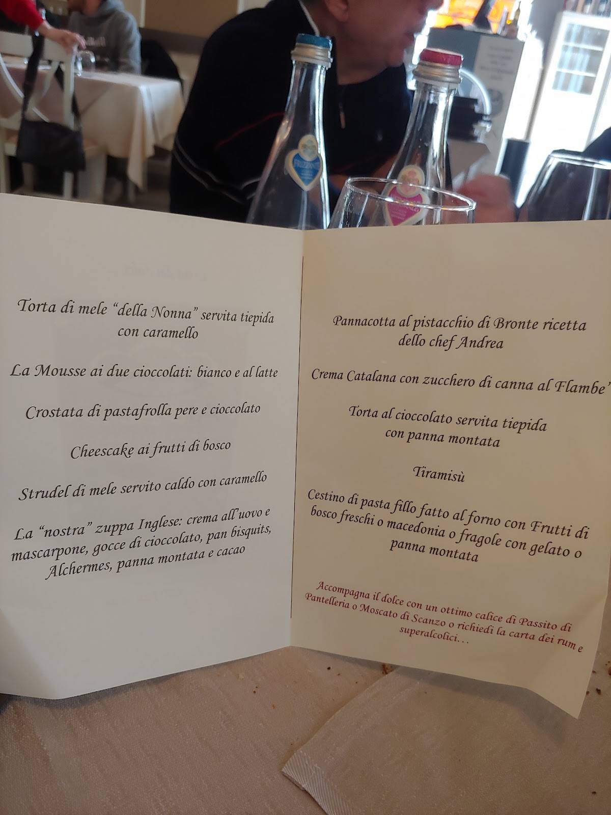 Menu di Al Bacio 