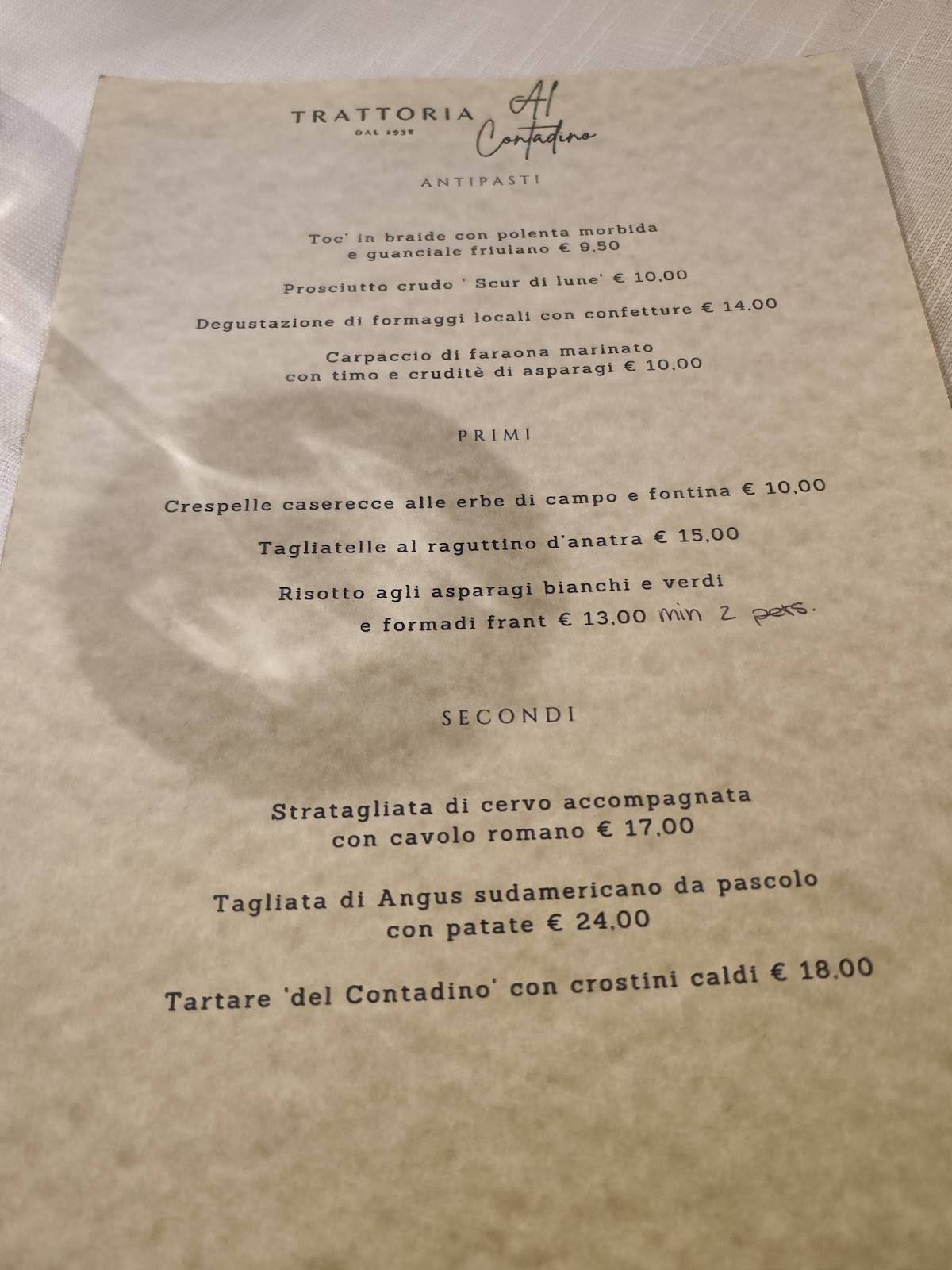 Menu di Al Contadino 