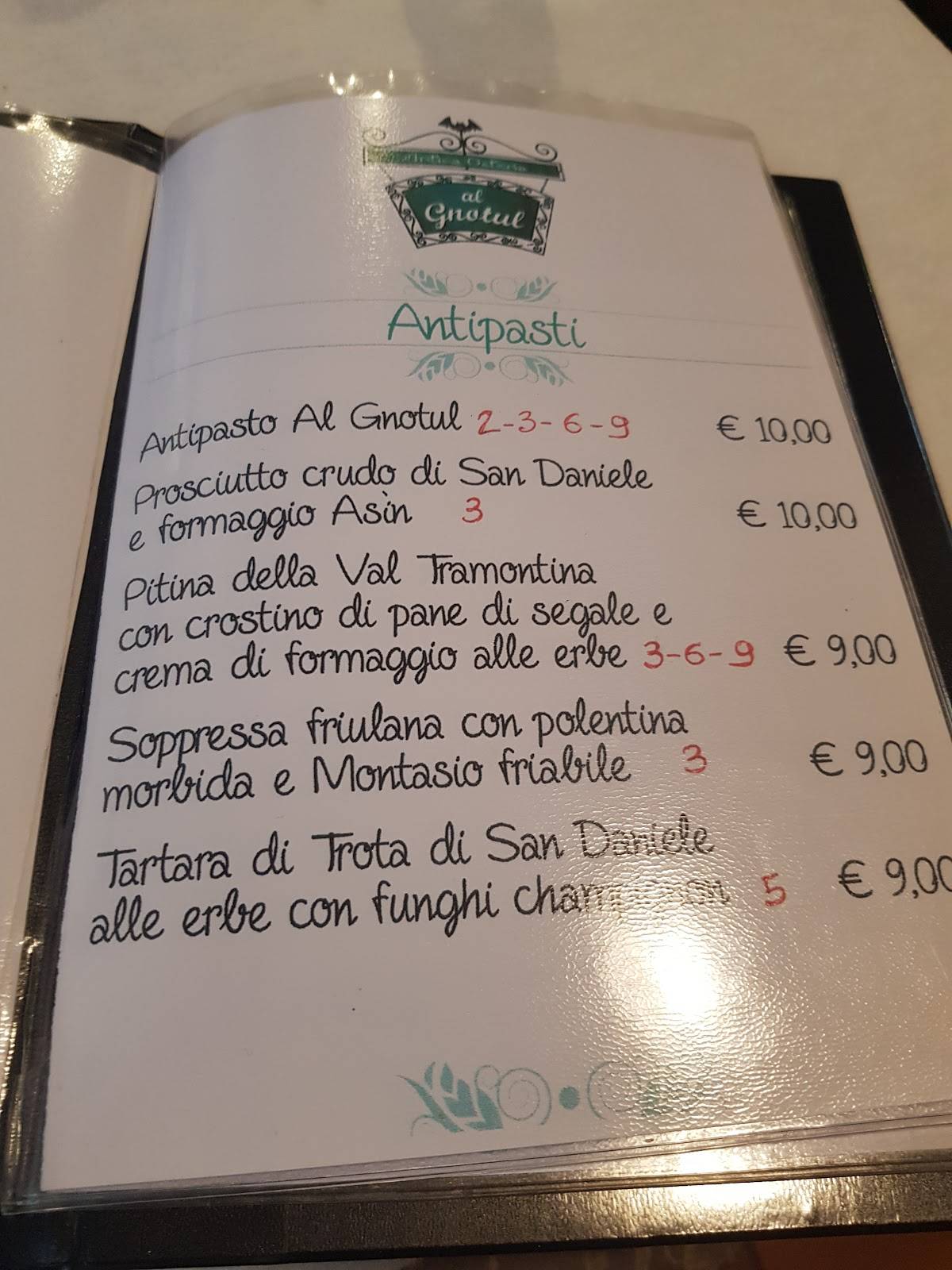 Menu di Al Gnotul 
