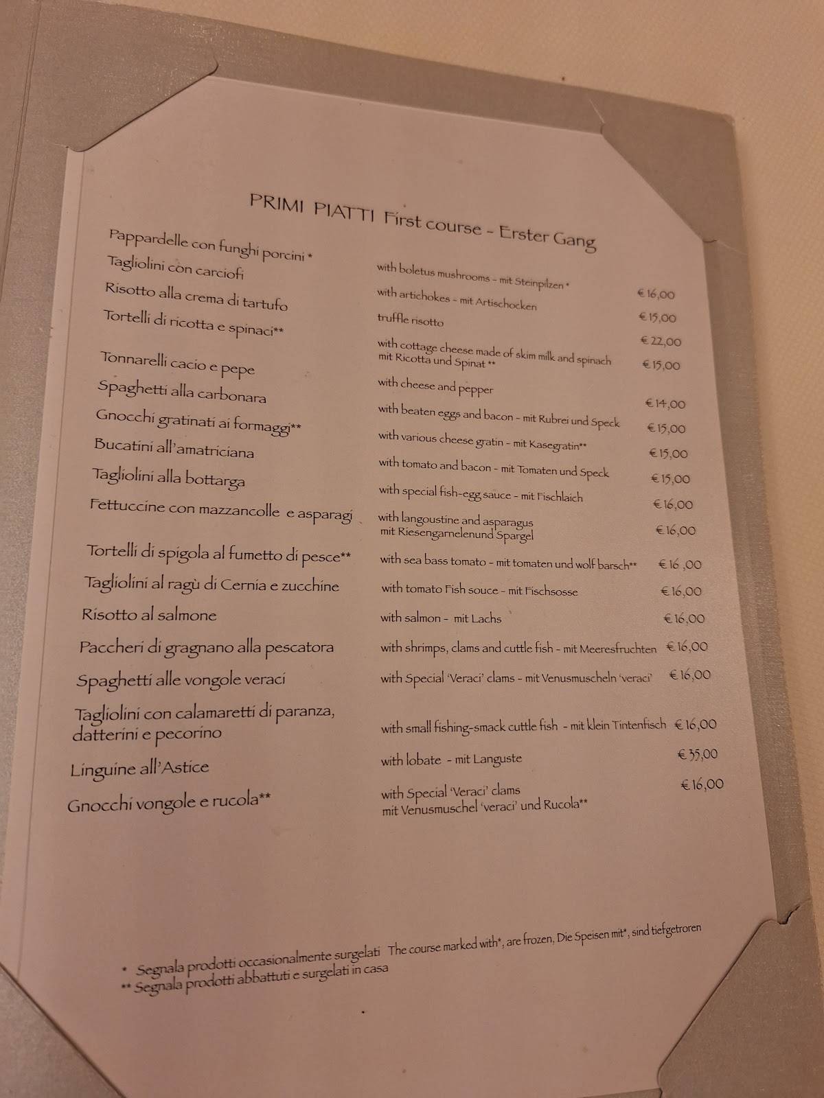 Menu di Al Grappolo D’Oro 
