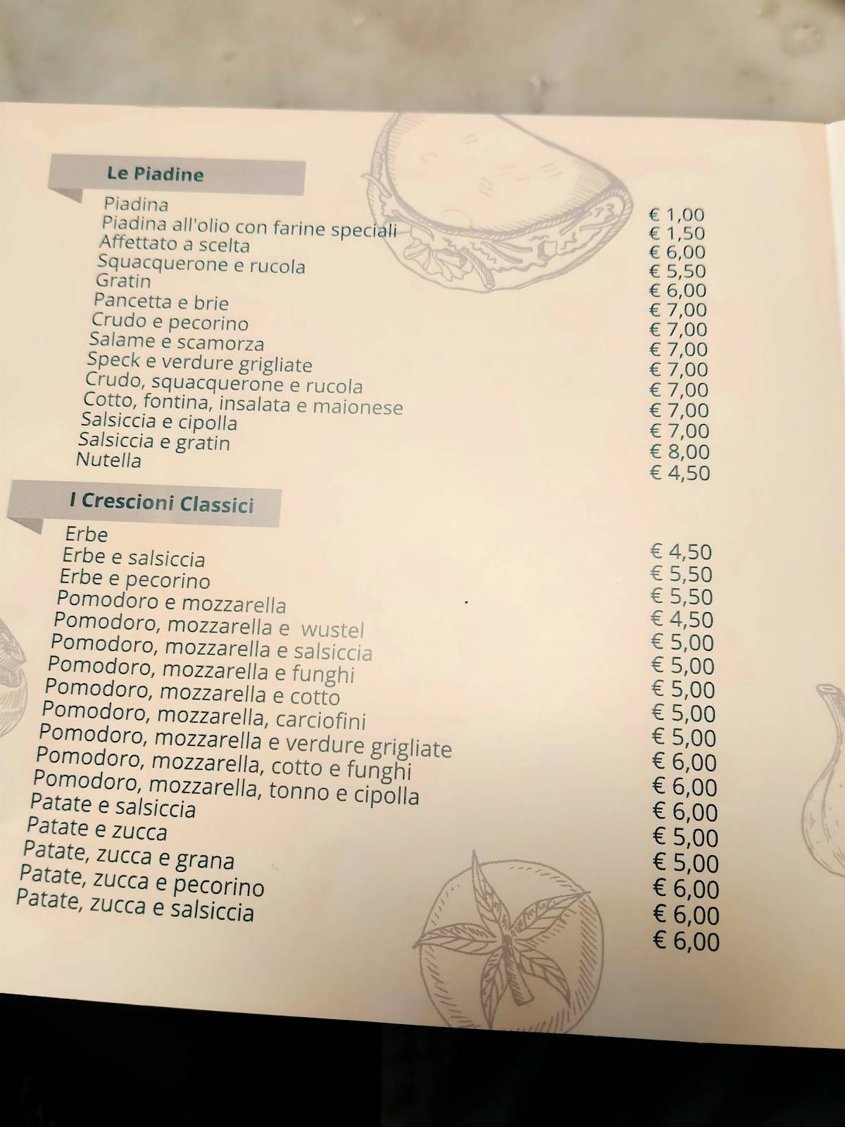Menu di Al Km 0 Piadina e Pasta Fresca e cucina 