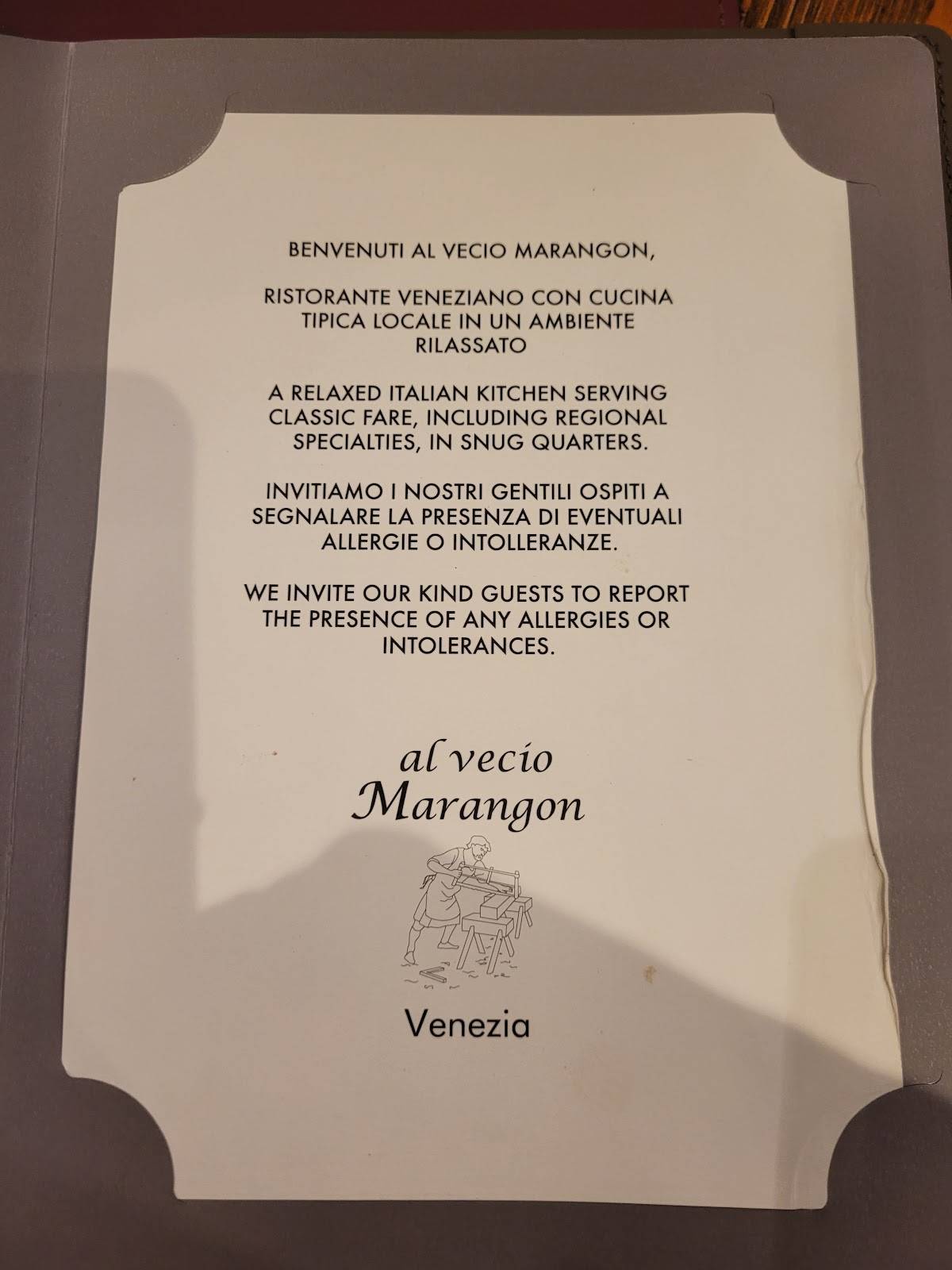 Menu di Al Vecio Marangon 