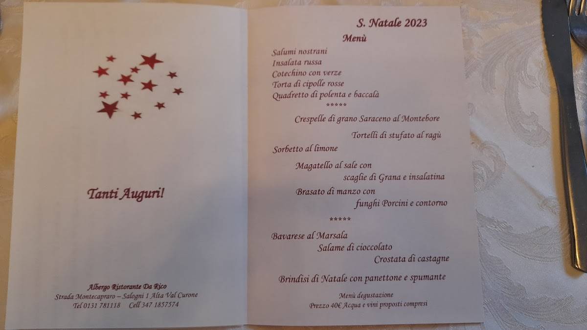 Menu di Albergo Ristorante Da Rico 