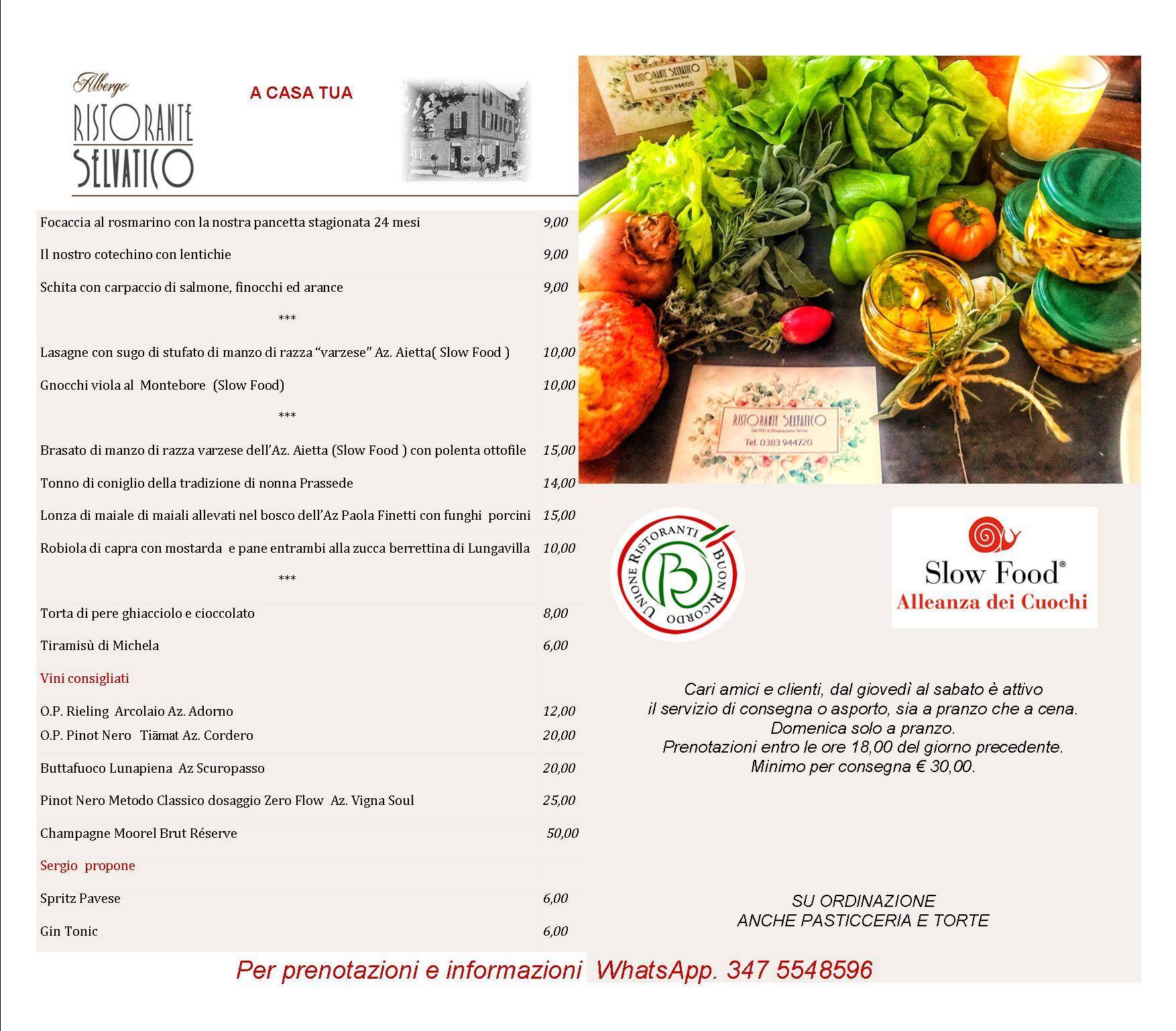 Menu di Albergo Ristorante Selvatico 