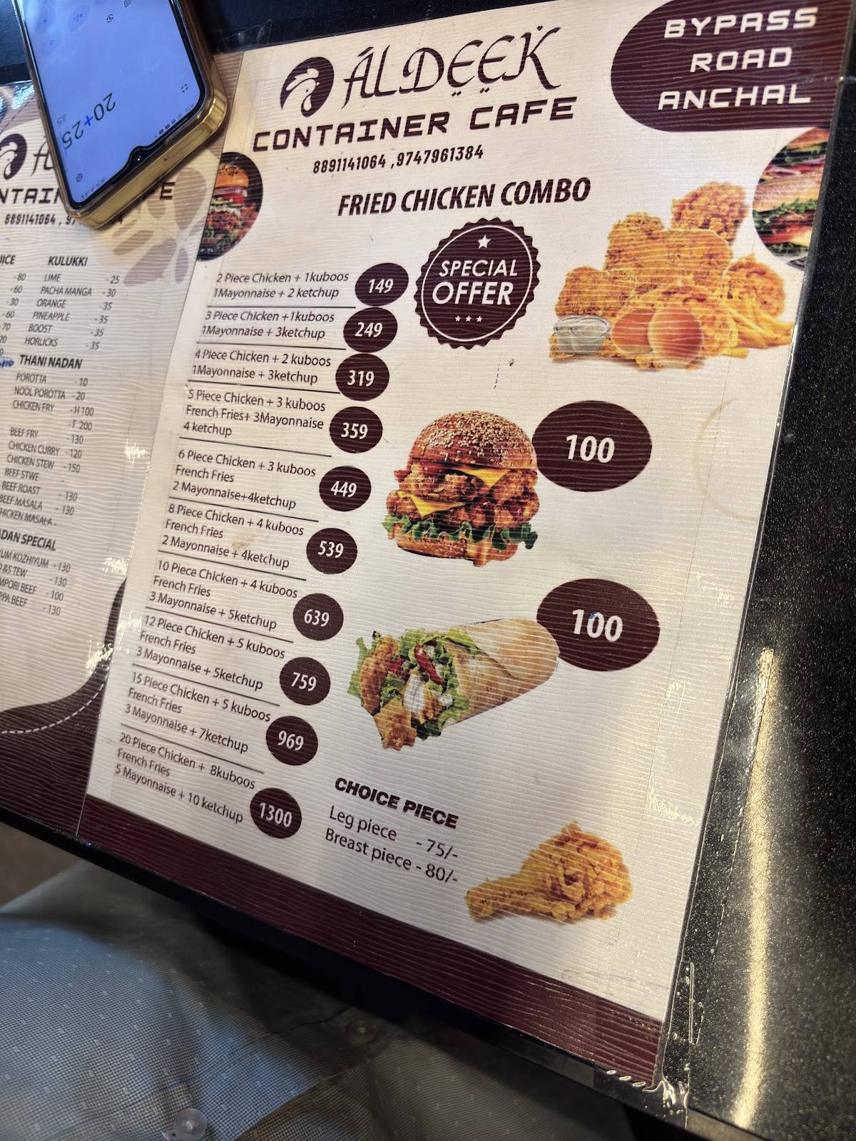 Aldeek Container cafe menu