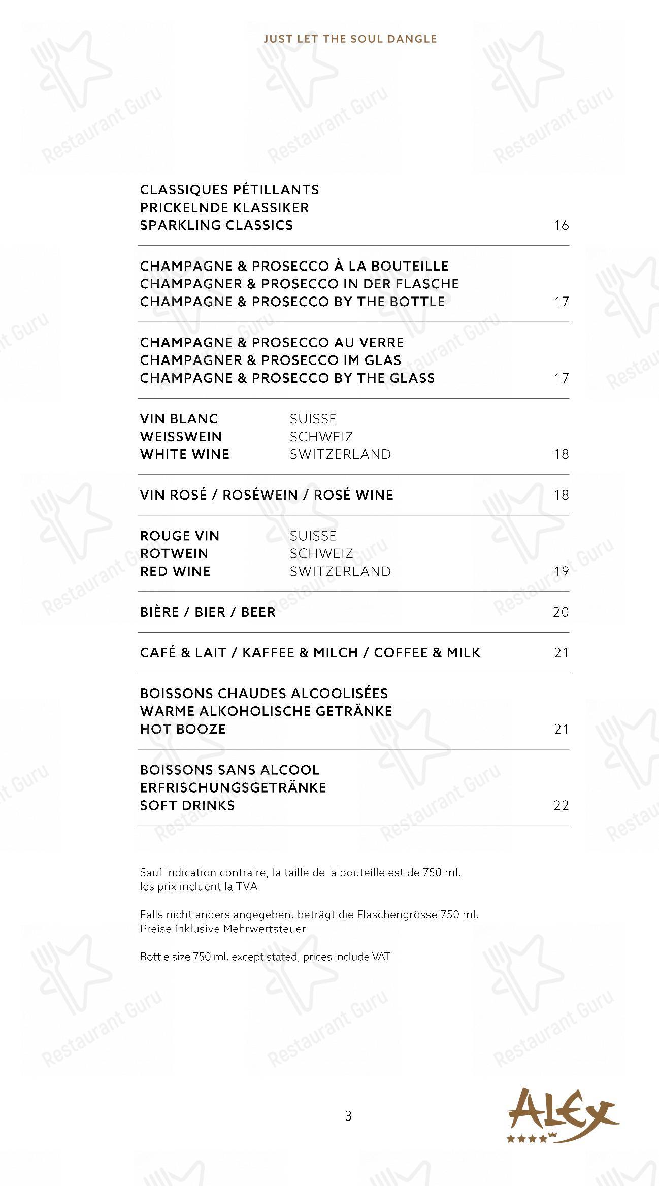 Menu di Alex Lounge Bar & Fumoir - Menu