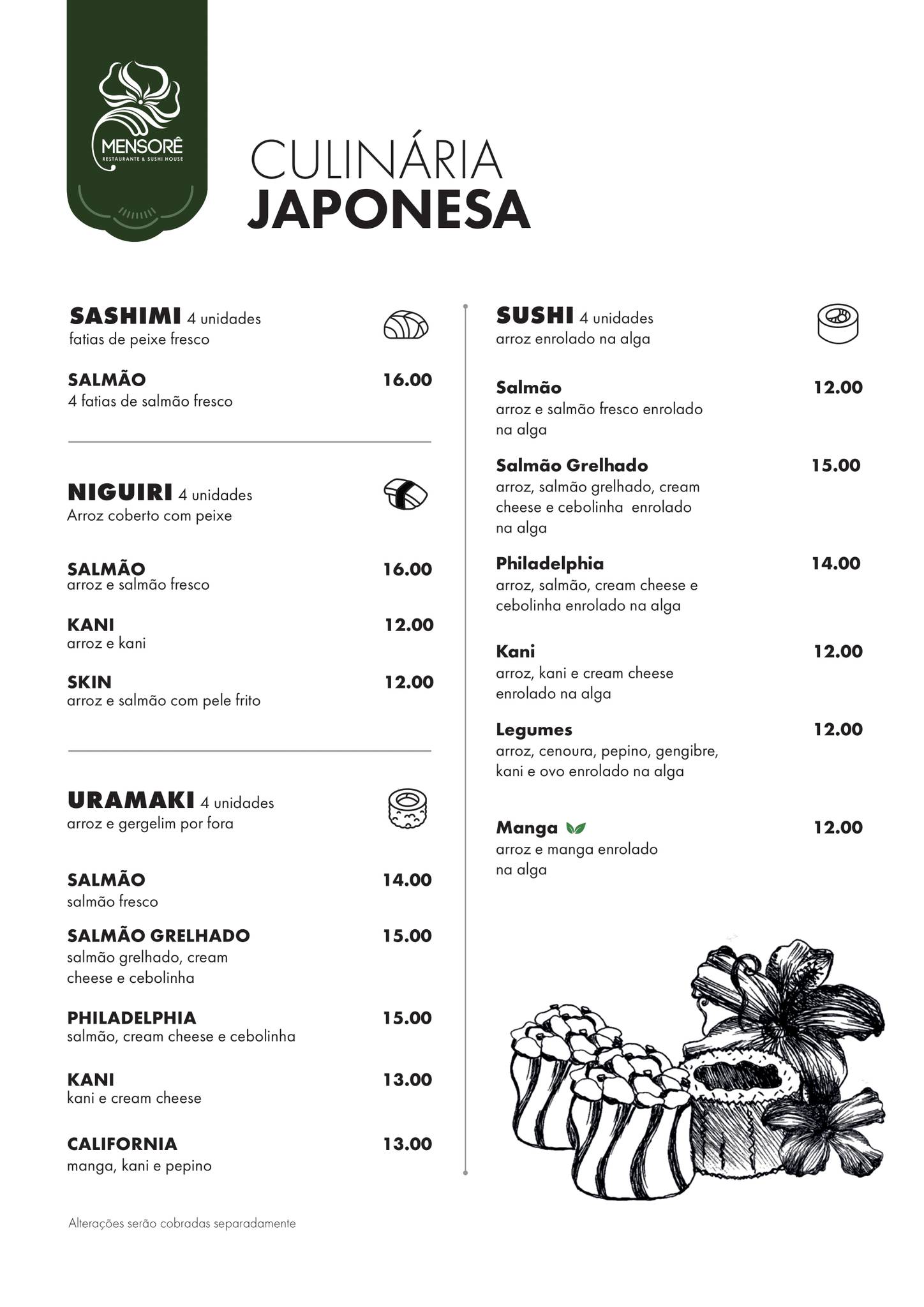 Restaurante Mensorê cardápio