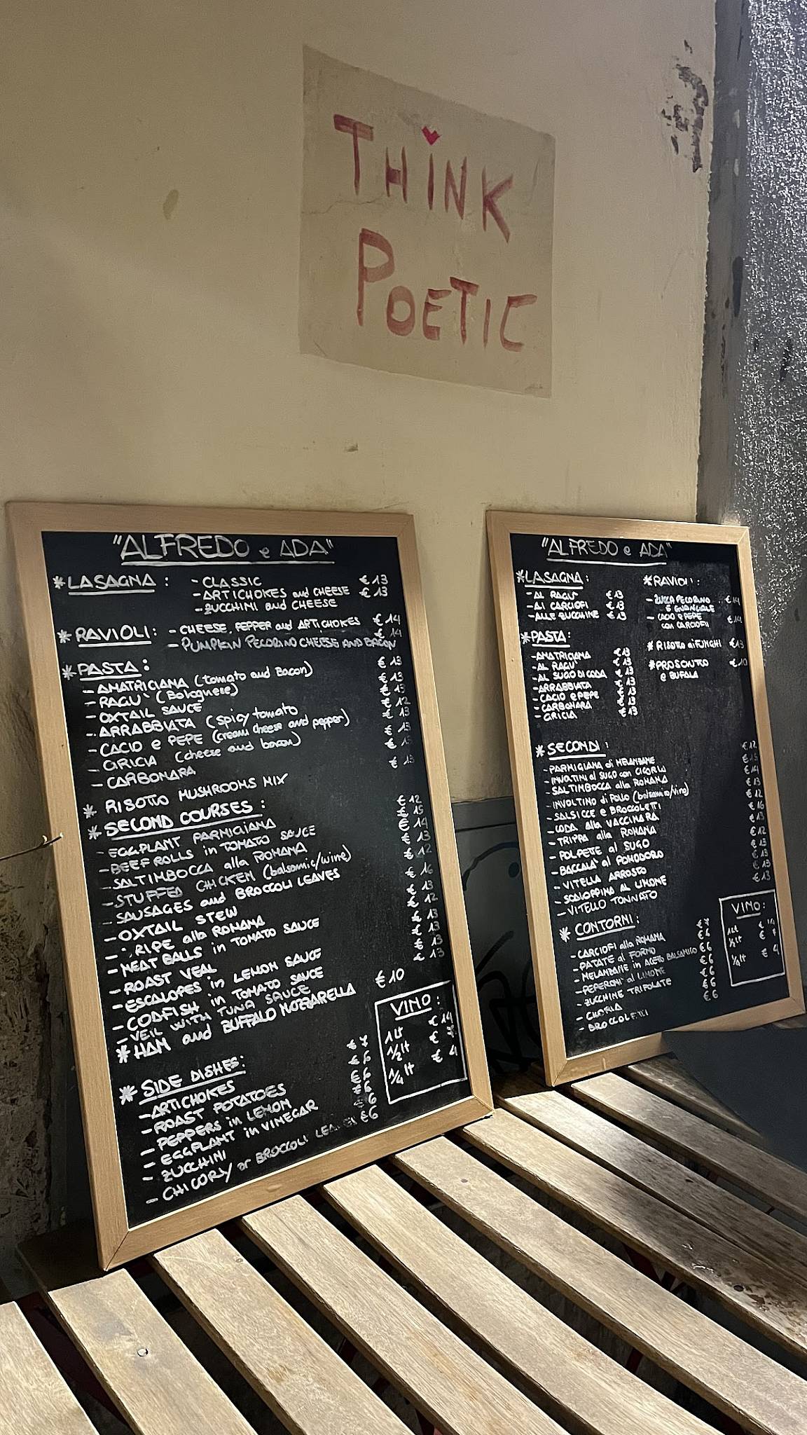 Menu de Alfredo e Ada