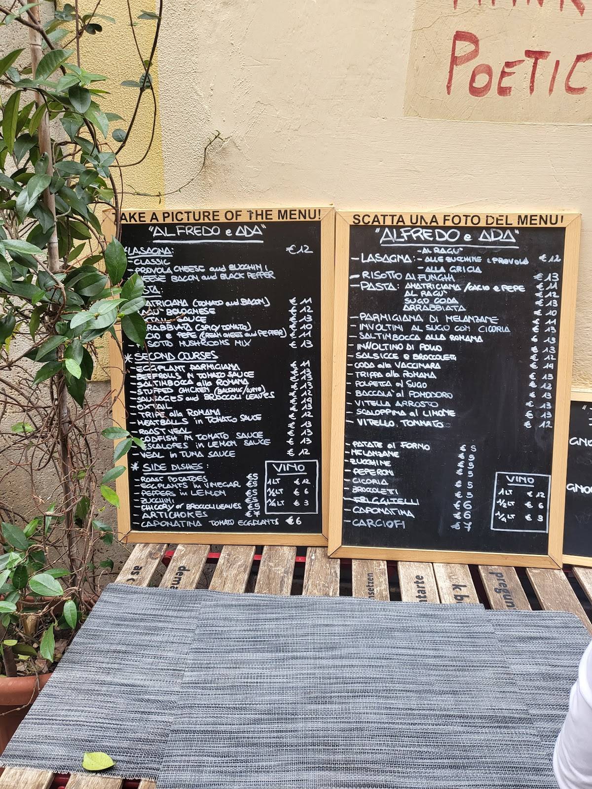 Menu at Alfredo e Ada pub & bar, Rome, Via dei Banchi Nuovi