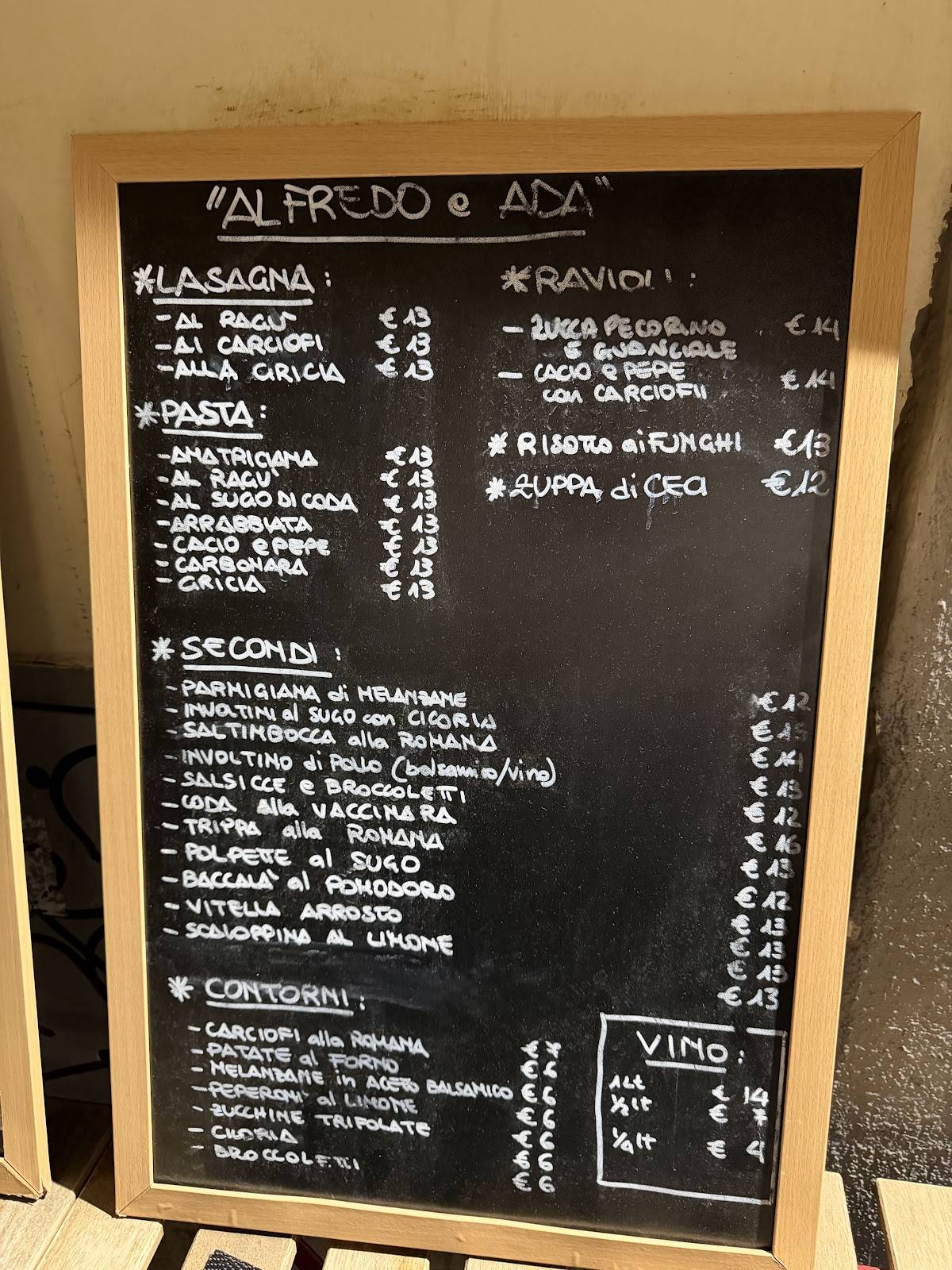 Menu de Alfredo e Ada