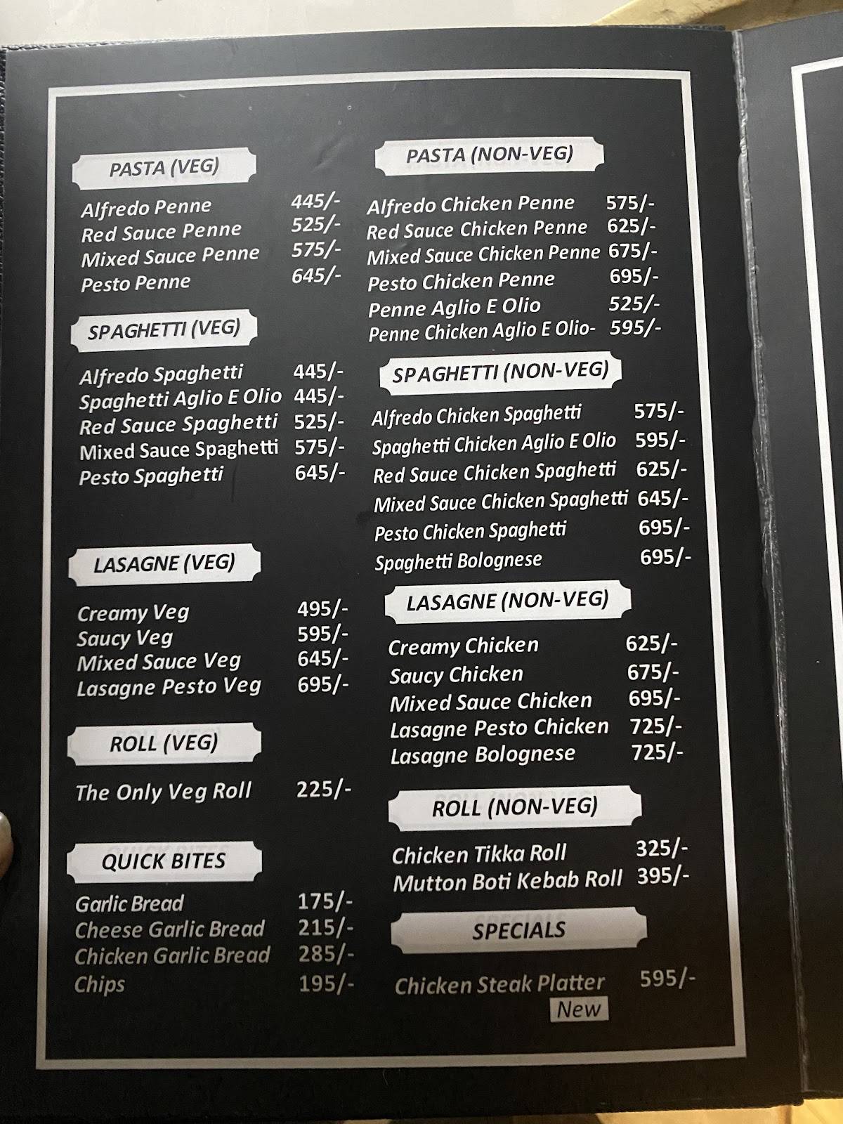 Ali's Cafe and Pizzeria menu