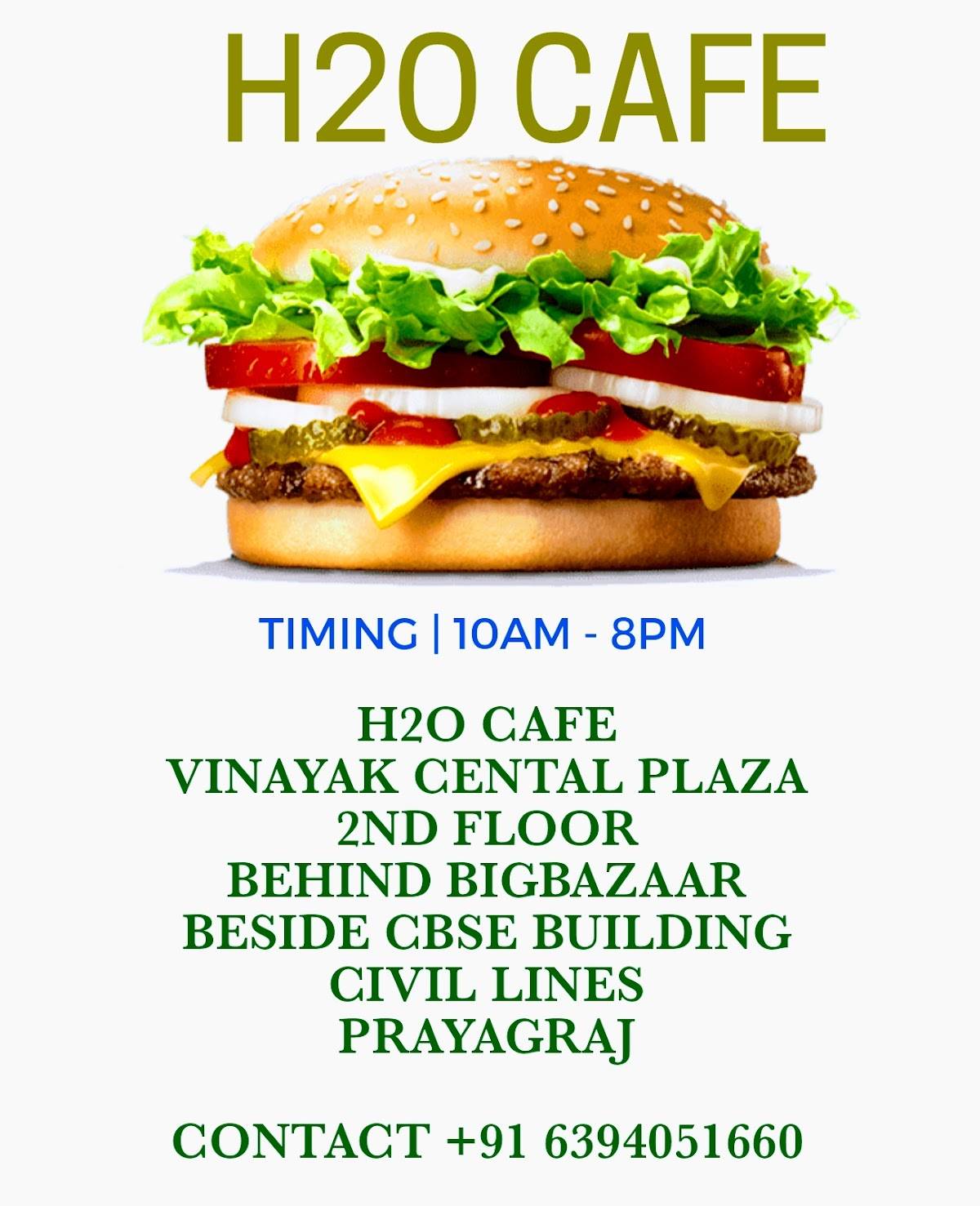 H2O CAFE & RESTAURANT menu