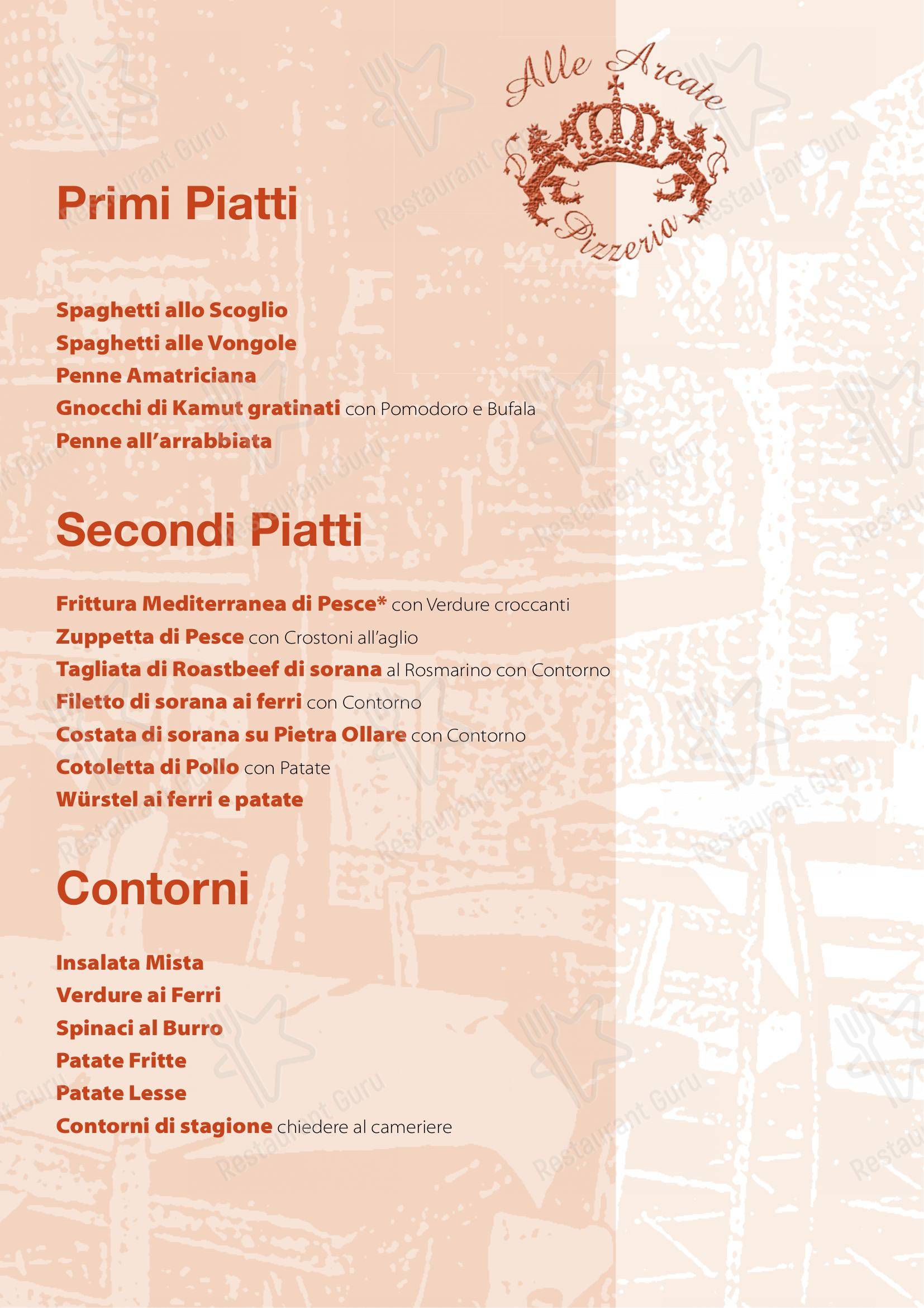 Menu di Alle Arcate - Menu