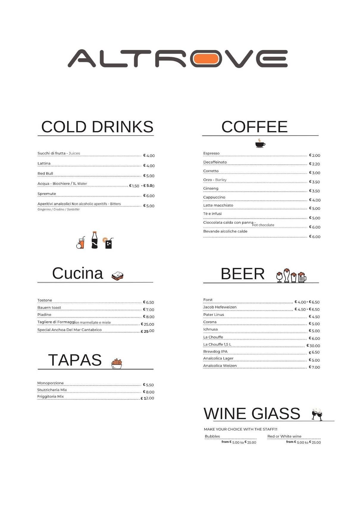 Menu di Altrove Lounge 
