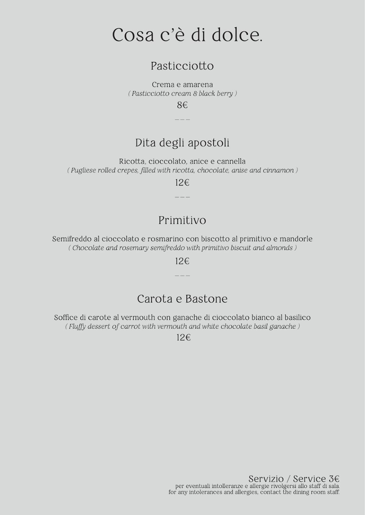 Menu di Ama chilometrozero 