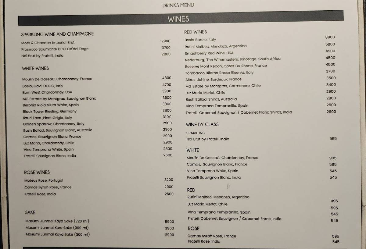 Amour Bistro menu
