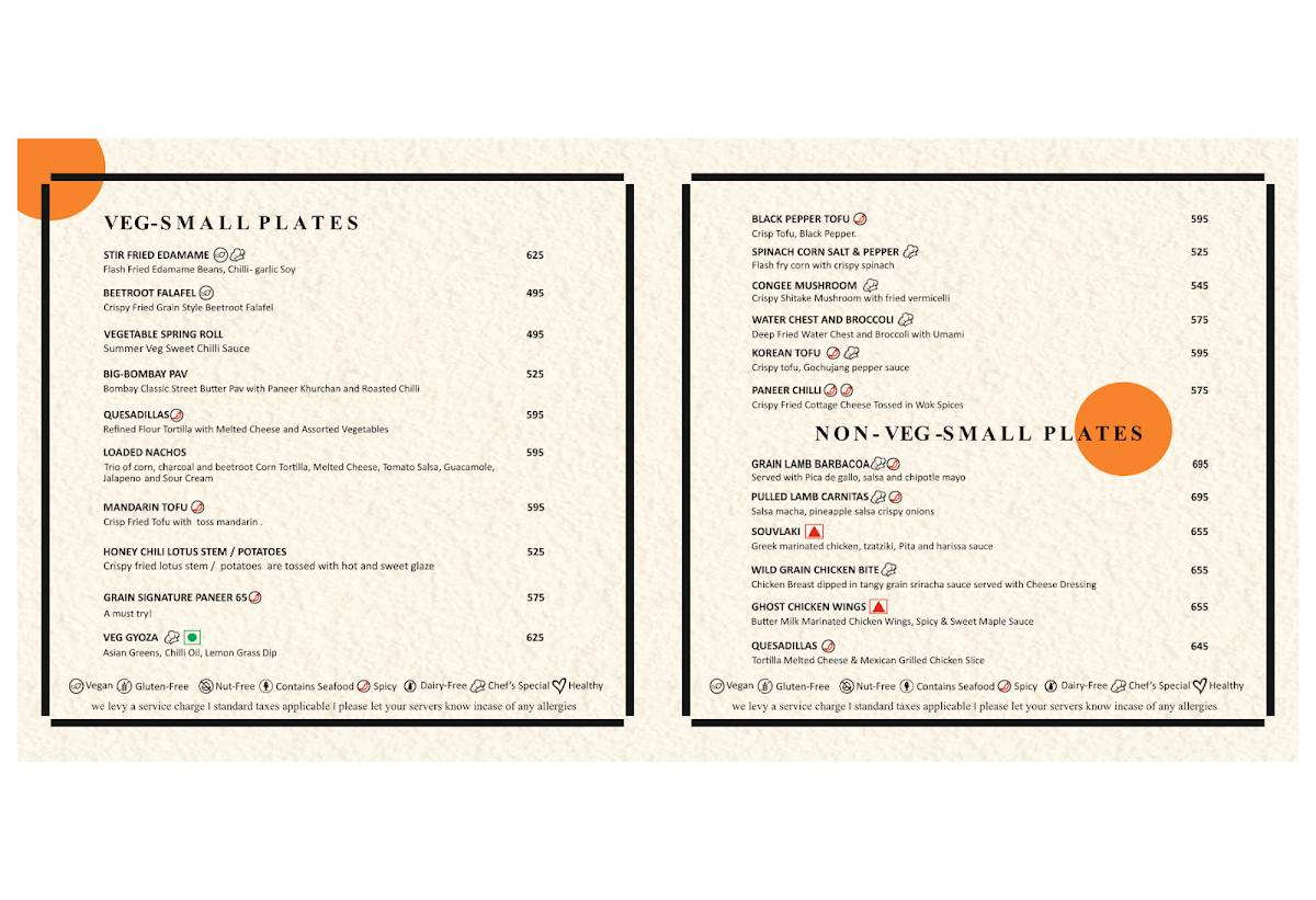 Grain by elgin : Pan-Asian European menu