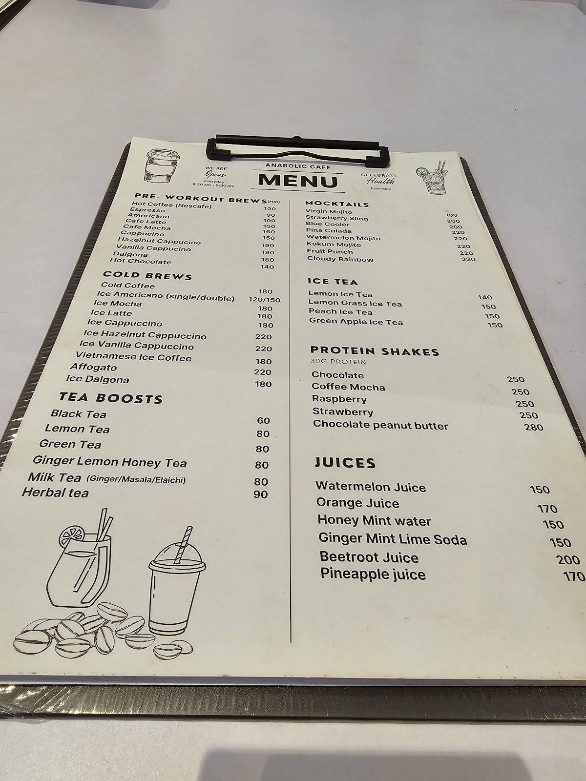 Anabolic - Health and Fitness Café menu