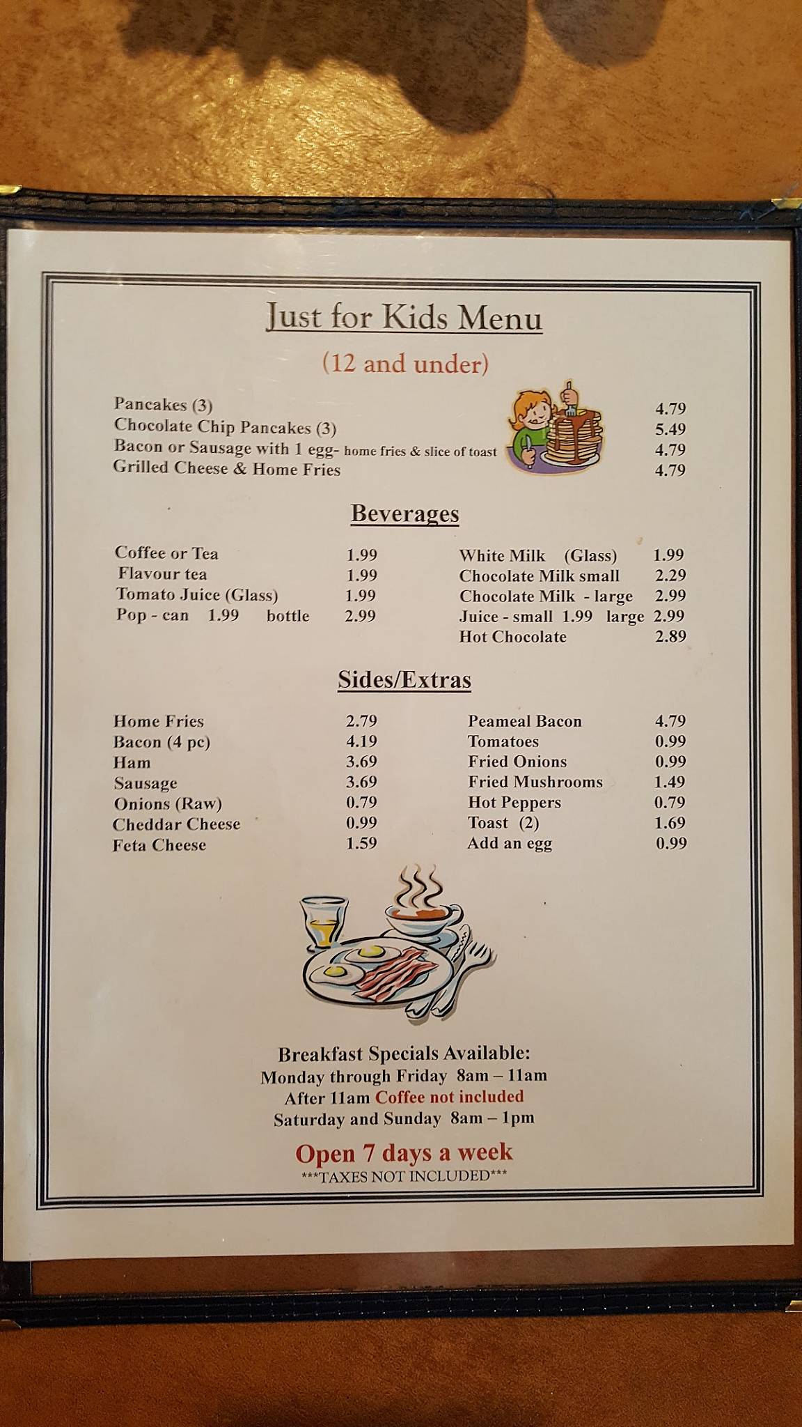 Menu at Anchor Family Restaurant,