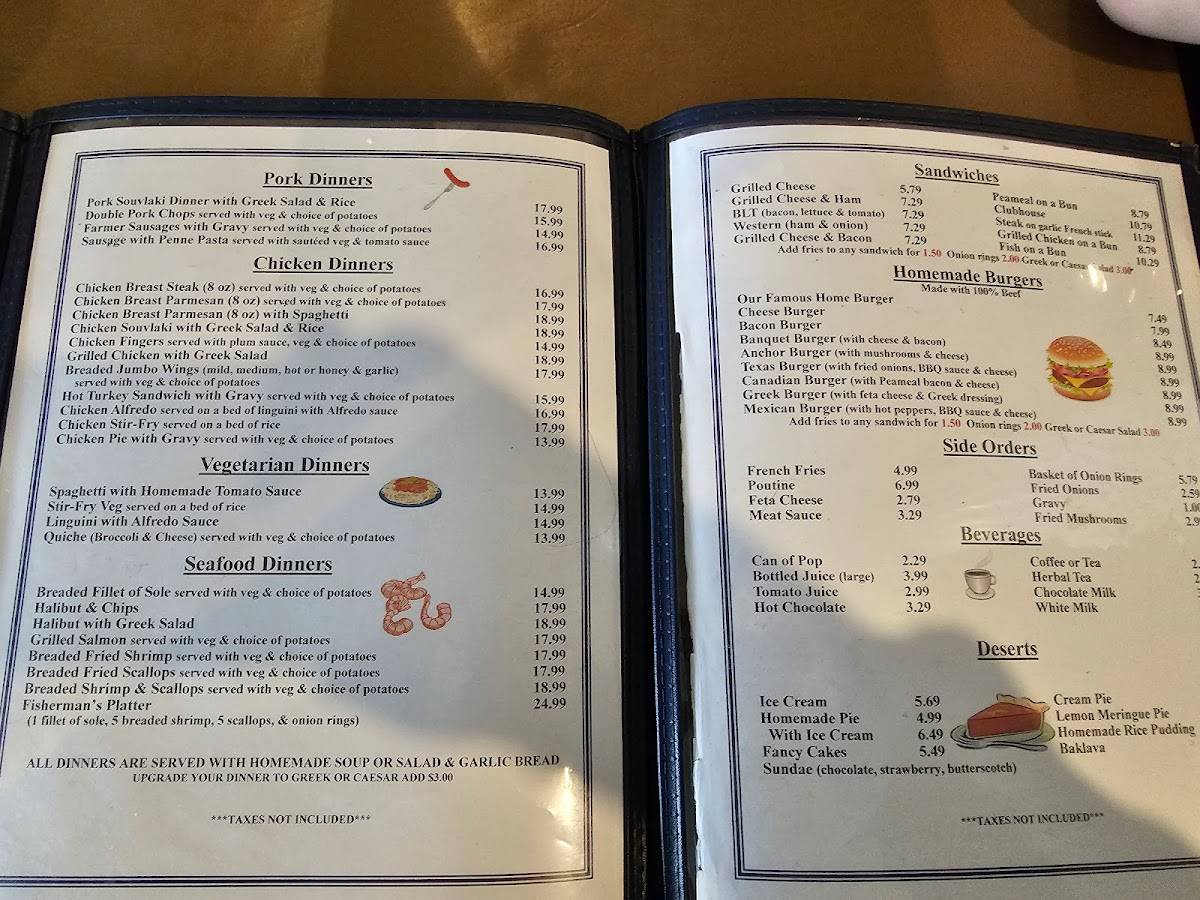 Menu at Anchor Family Restaurant,