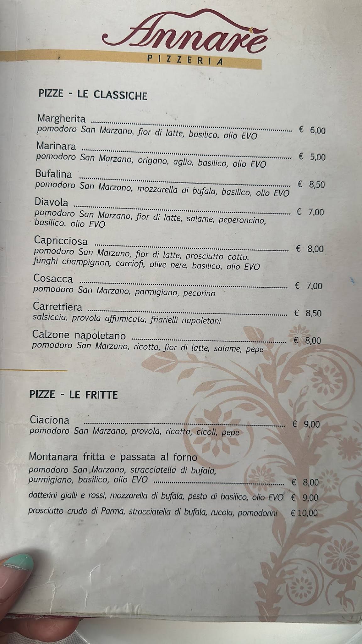 Menu di Annarè Trattoria Pizzeria 
