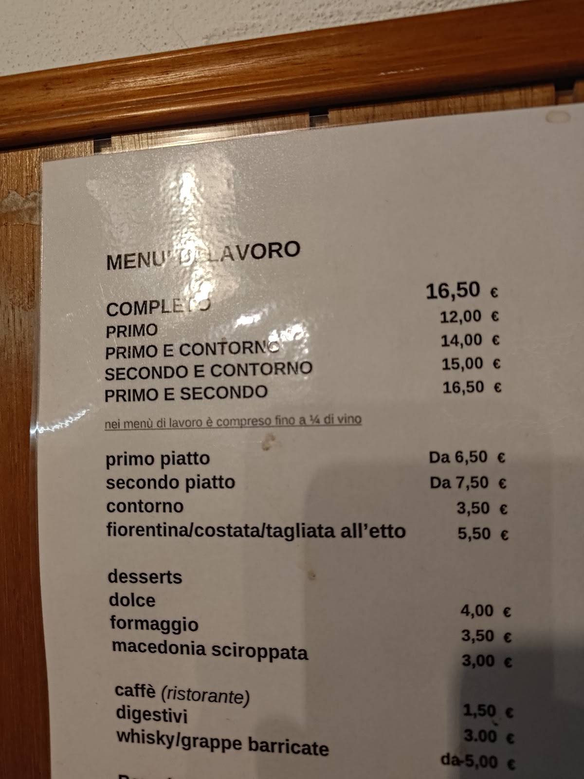 Menu di Antica Trattoria Corradini 