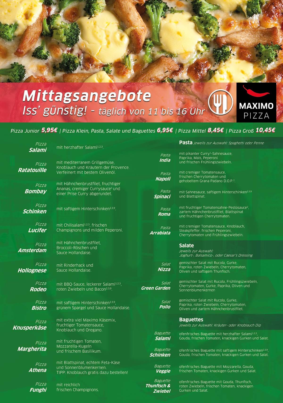 Menu de Maximo Pizza