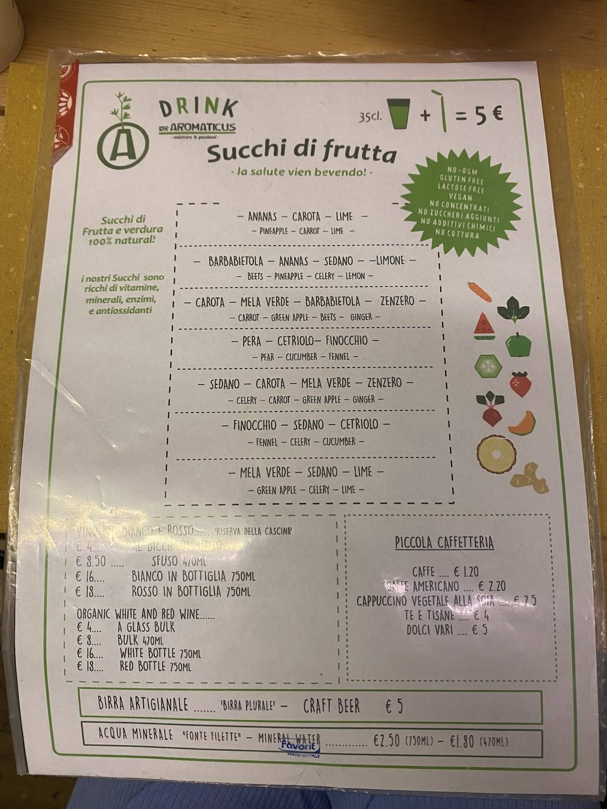 Menu di Aromaticus 