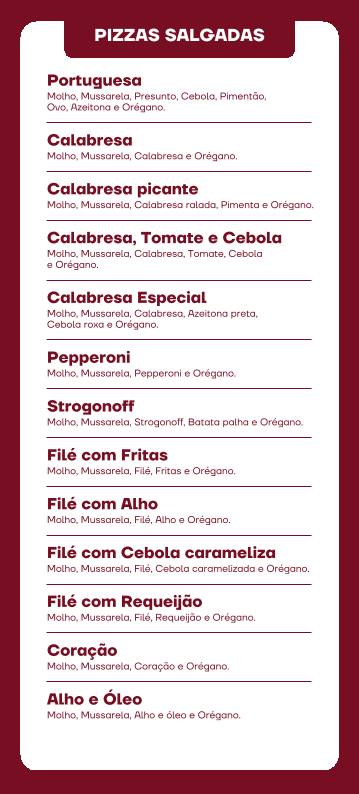 Arsenal das Pizzas cardápio