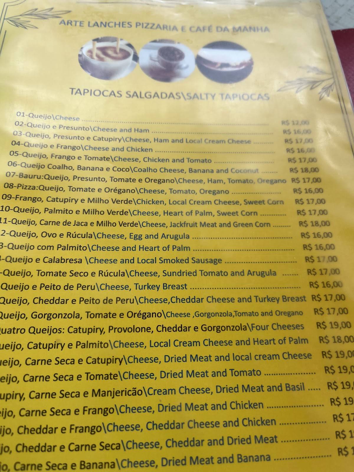 Artes Lanches cardápio