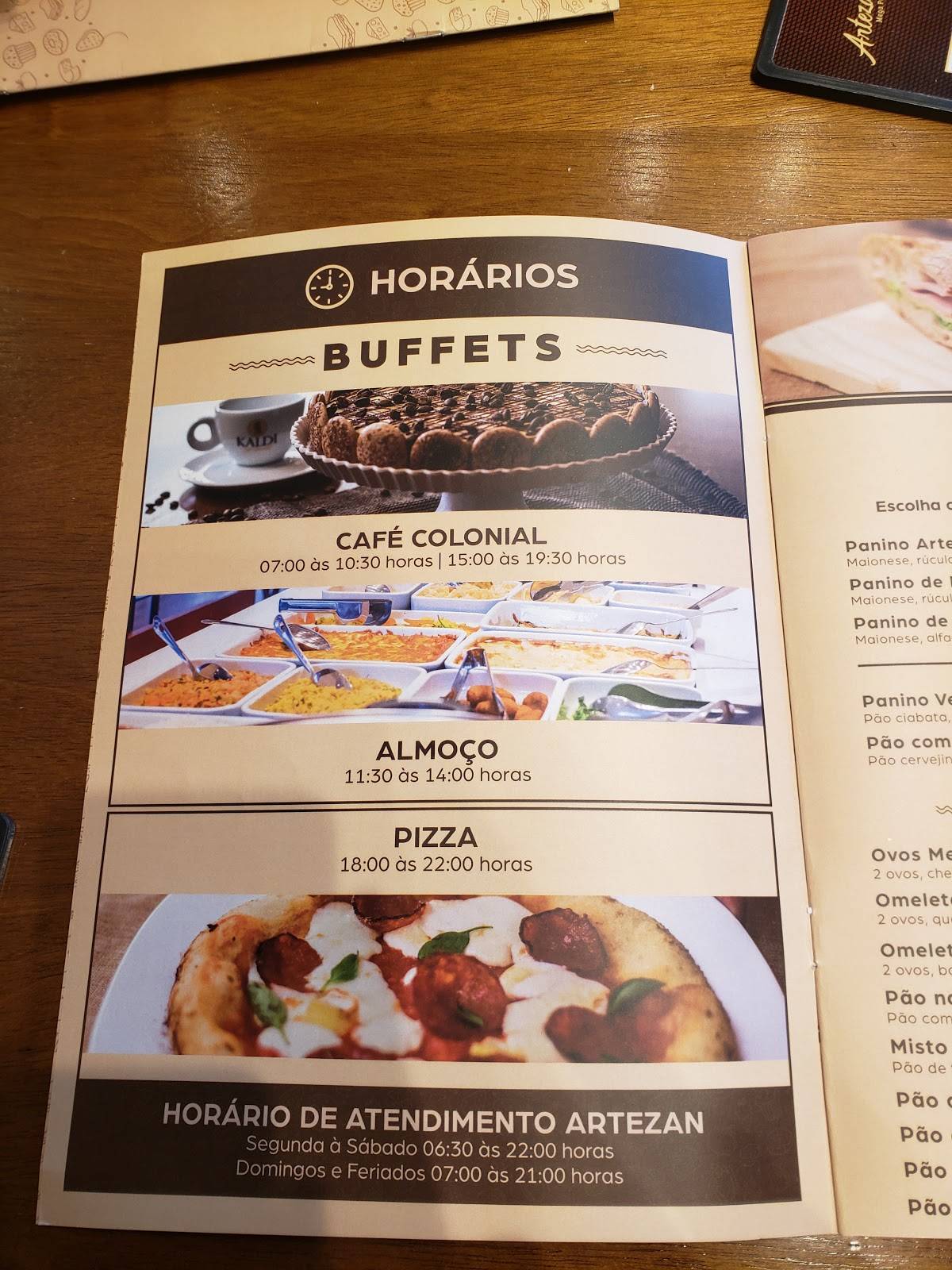 Artezan Mega Padaria cardápio