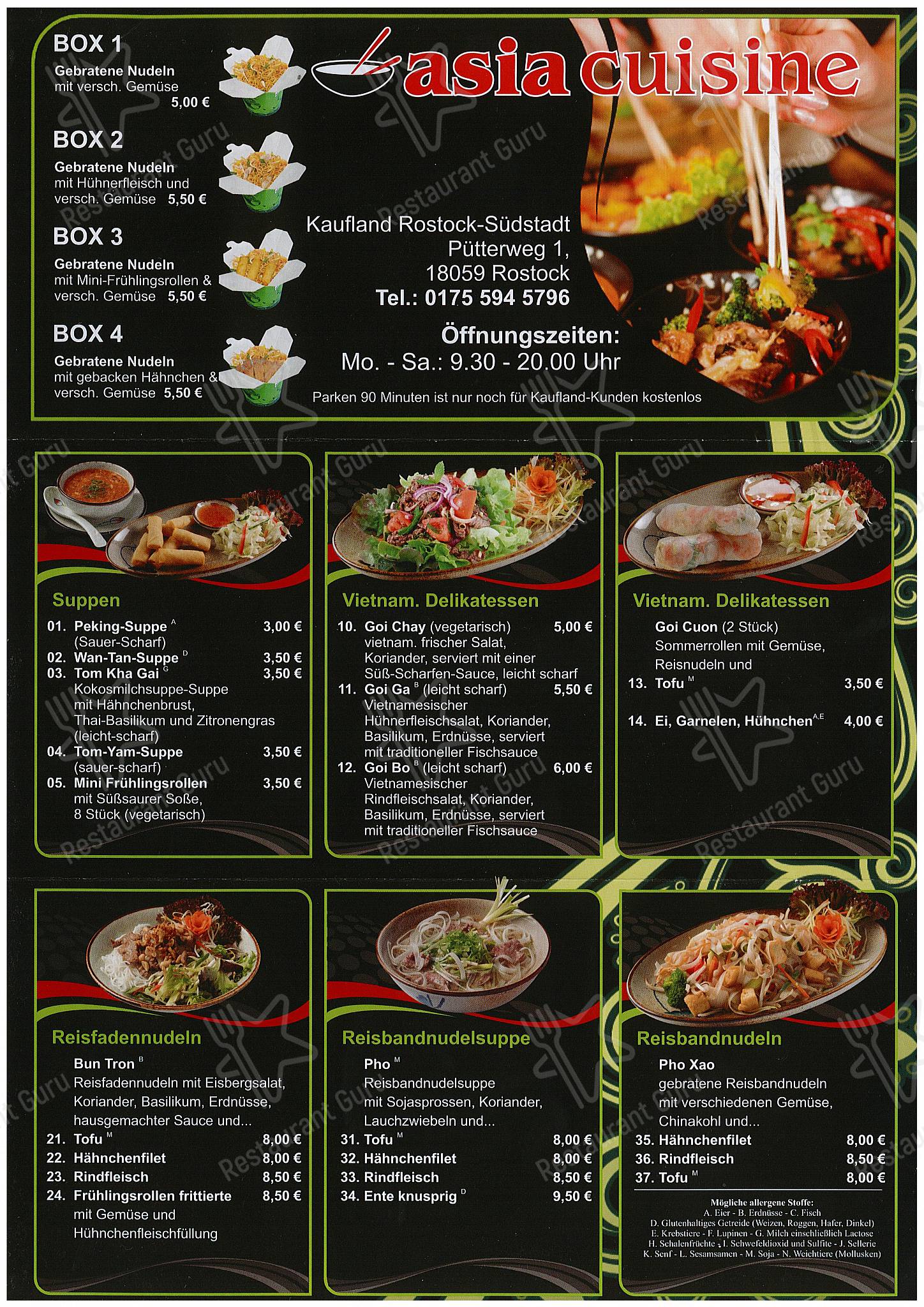 Menu pour Asia Cuisine In Kaufland Rostock restaurant