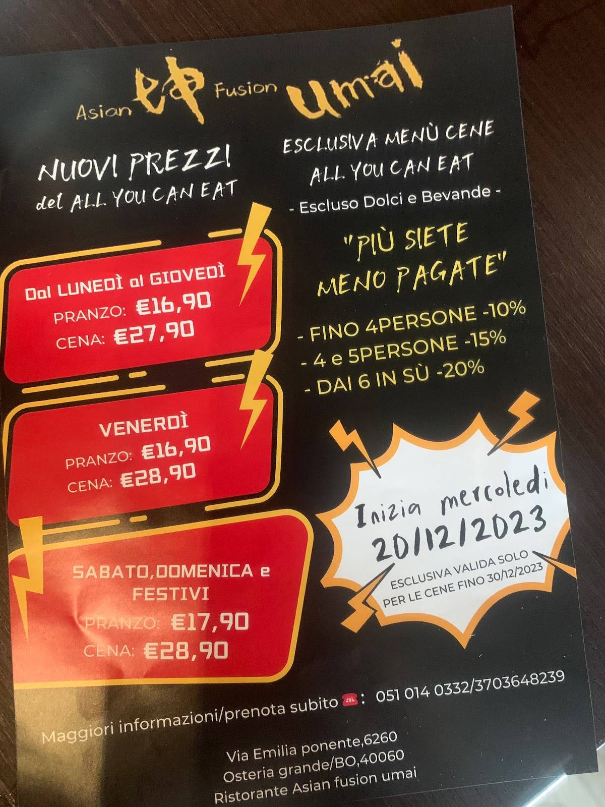 Menu di Asian Fusion Umai 