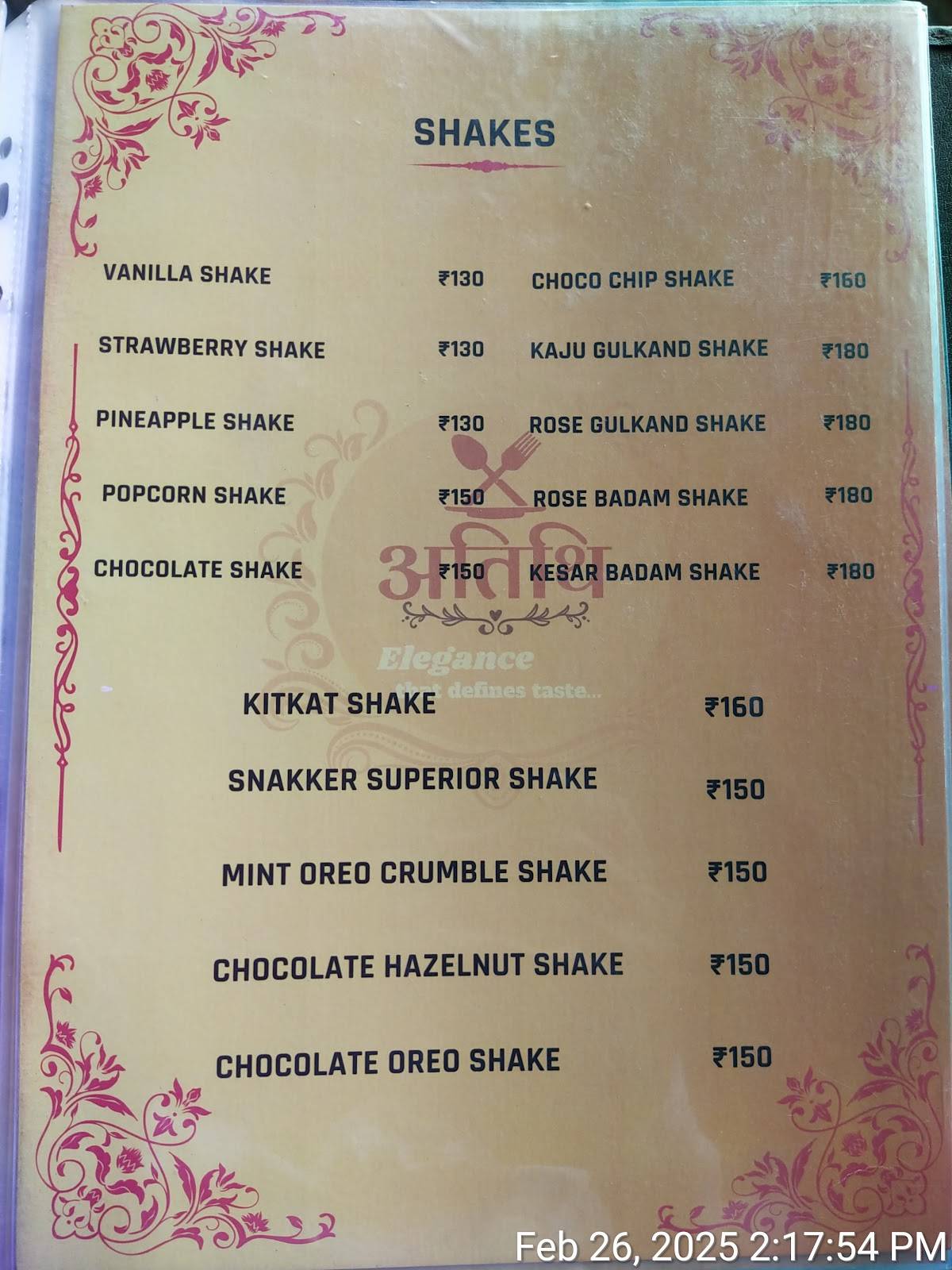 Atithi Reasurant menu