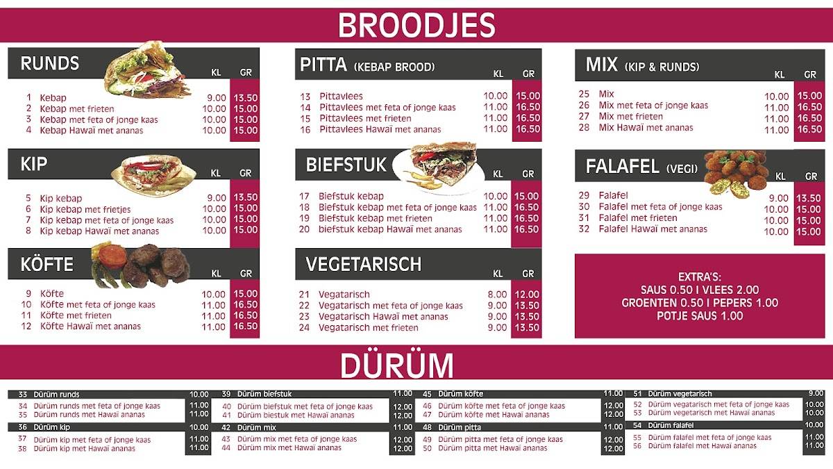 Menu de Atlantics BV