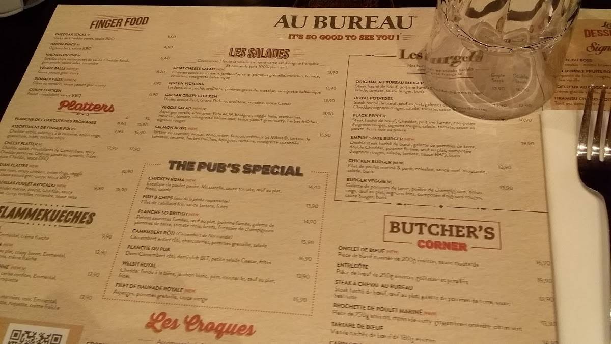 Menu au Au Bureau restaurant, Saint-Pierre-du-Mont